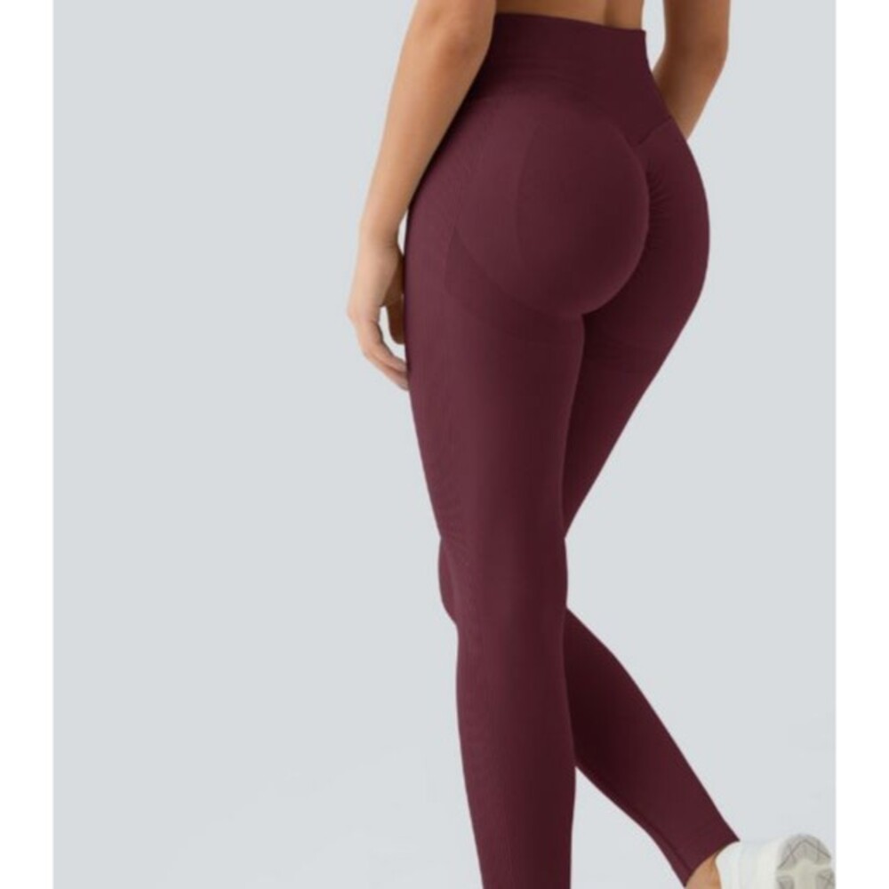 Seamless Flow Scrunch Butt Lifting Side Rib High Waist Leggings Sz Small